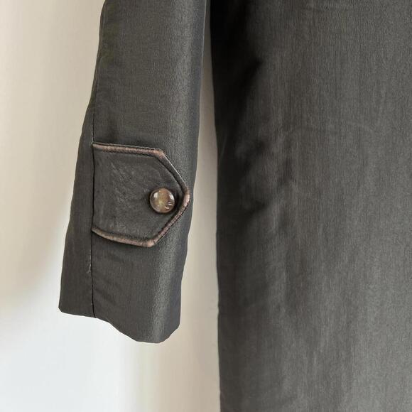 Vintage Fennelli Women's Size L XL Black Leather Faux Fur Trim Overcoat Jacket - Picture 12 of 15